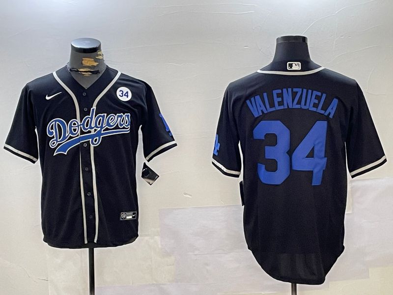 Men Los Angeles Dodgers 34 Valenzuela Black Game 2024 Nike MLB Jersey style 11207